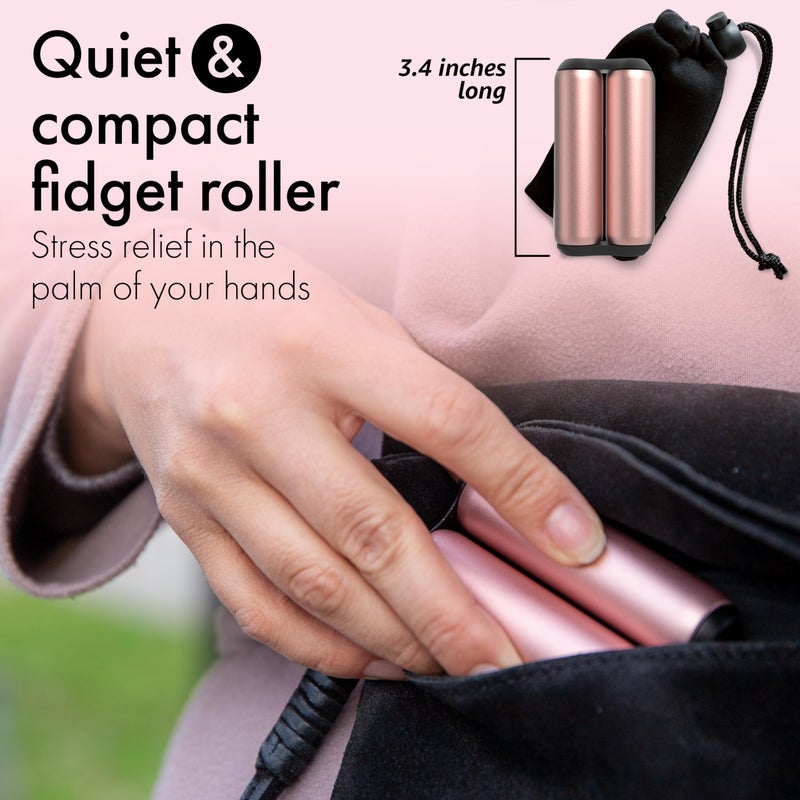 ONO Roller - Handheld Fidget Toy for Adults | Help Relieve Stress, Anxiety, Tension | Promotes Focus, Clarity | Compact, Portable Design (Rose Gold, Full Size - Aluminum) - Image 2